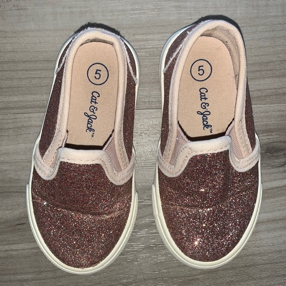 Cat and Jack Slip-on Pink Glitter Shoes 5 - Picture 5 of 7